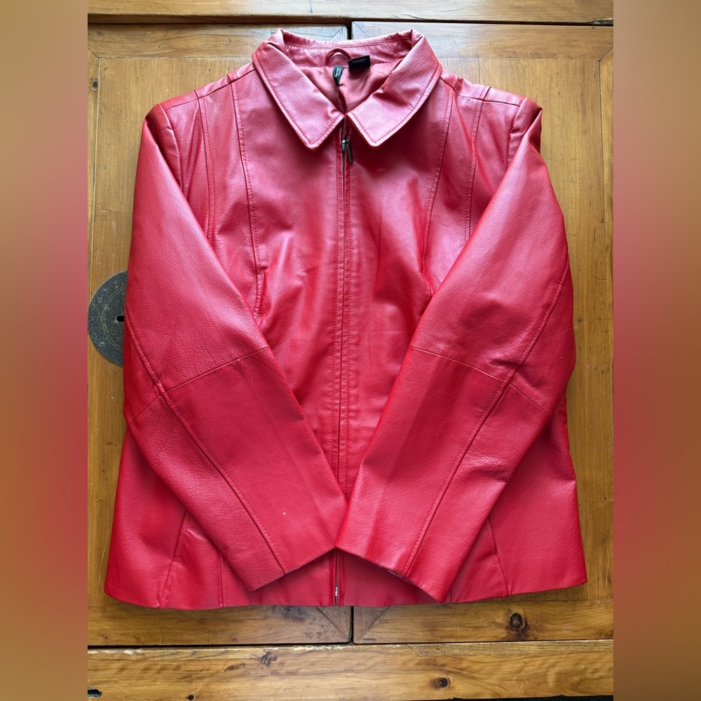 New Directions Woman Genuine Leather Red Jacket Size 1x